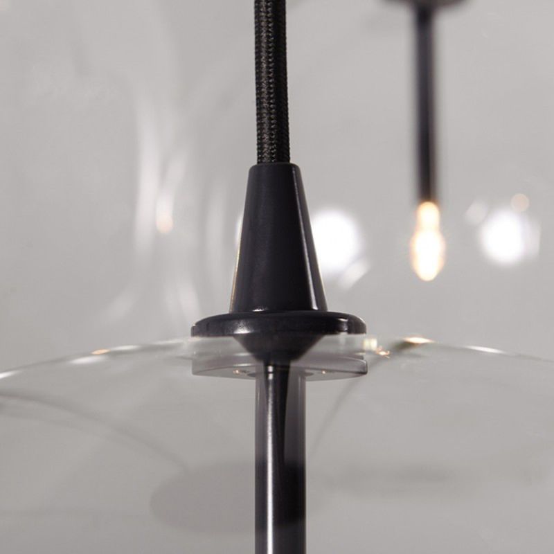 Schwung Cluster 5 Black Gunmetal Transparent Globe Mix Chandelier